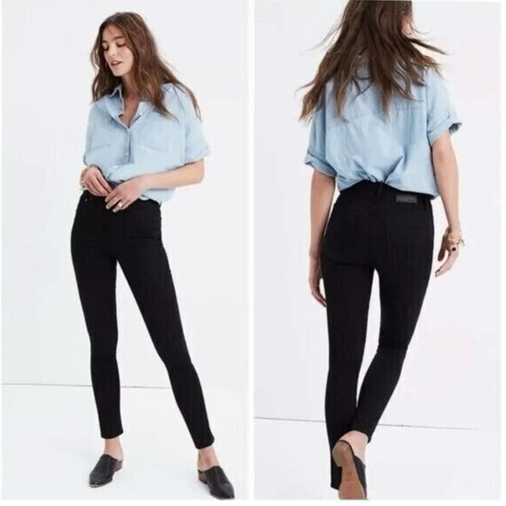 Madewell 10" High Rise Skinny Jean Carbondale Black Stretch Denim, 28